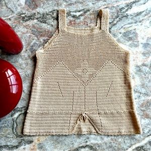 NWOT Vintage Crochet Ivory Toast Tank Top, M